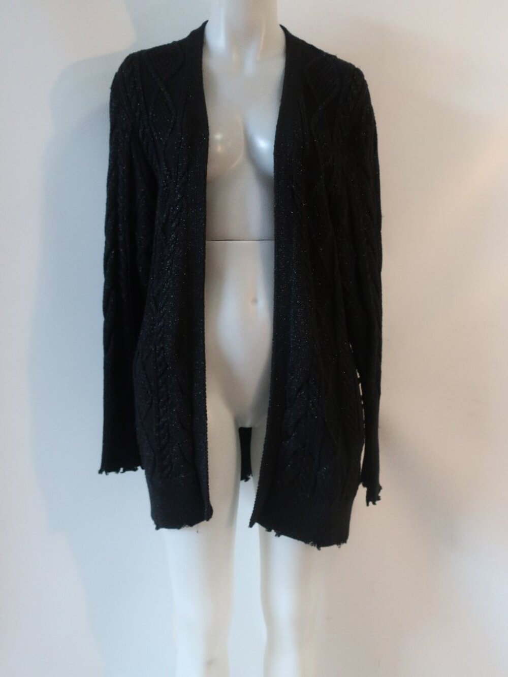 Womens RtA Black Metallic Open Cardigan Sweater S